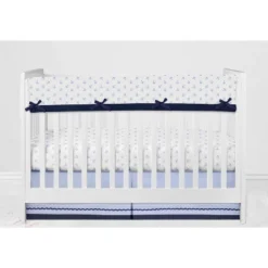 Bacati - Little Sailor Anchor Boat Blue Navy 6 Pc Crib Bedding Set With Long Rail Guard Cover -Baby Household Products GUEST 01195e10 b2f6 46d6 b861 39de92ba10b9