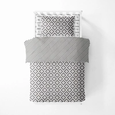 Bacati - Love Gray 3 Pc Toddler Bed Sheet Set 4 Bacati - Love Gray 3 Pc Toddler Bed Sheet Set - Image 2