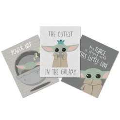 Lambs & Ivy Star Wars The Child/Baby Yoda Unframed Nursery Wall Art Decor 3pc