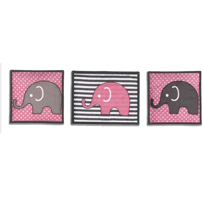 Bacati - Elephants Pink/Fuschia/Gray 10 Pc Crib Bedding Set With Long Rail Guard Cover 6 Bacati - Elephants Pink/Fuschia/Gray 10 Pc Crib Bedding Set With Long Rail Guard Cover - Image 4