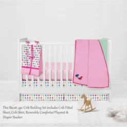 Bacati - Botanical Floral Birds Pink Multicolor 4 Pc Crib Bedding Set With Diaper Caddy -Baby Household Products GUEST 087f7a8f fbc6 4b4e 8563 b75817374e68