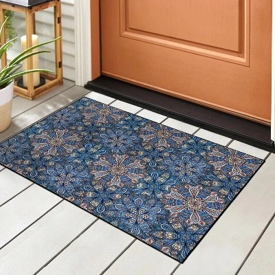 Floral Bohemian Non-Slip Washable Indoor/ Outdoor Area Rug By Blue Nile Mills 3 Floral Bohemian Non-Slip Washable Indoor/ Outdoor Area Rug By Blue Nile Mills