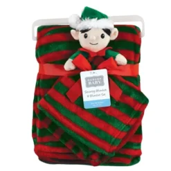 Hudson Baby Unisex Baby Plush Blanket With Security Blanket, Elf, One Size