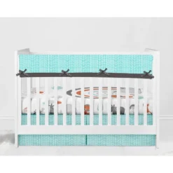 Bacati - Jungle Safari Aqua Orange Gray 10 Pc Crib Bedding Set With Long Rail Guard Cover -Baby Household Products GUEST 0c4119b6 0ed1 42c1 b2ab f0be5de44942