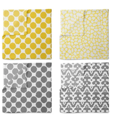 Bacati - Ikat Dots Giraffe Yellow Grey Neutral 10 Pc Crib Set With Long Rail Guard Cover & 4 Muslin Swaddling Blankets 10 Bacati - Ikat Dots Giraffe Yellow Grey Neutral 10 Pc Crib Set With Long Rail Guard Cover & 4 Muslin Swaddling Blankets - Image 8