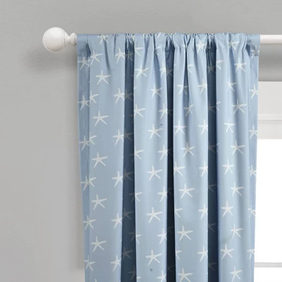 84"x52" Seaside Starfish Blackout Window Curtain Panel Blue - Lush Décor 3 84"x52" Seaside Starfish Blackout Window Curtain Panel Blue - Lush Décor