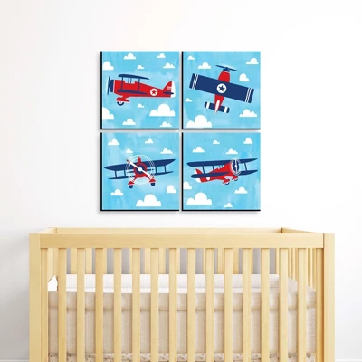 Big Dot Of Happiness Taking Flight - Airplane - Vintage Plane Kids Home Decor - 11 X 11 Inches Nursery Wall Art - Set Of 4 Prints For Baby's Room 3 Big Dot Of Happiness Taking Flight - Airplane - Vintage Plane Kids Home Decor - 11 X 11 Inches Nursery Wall Art - Set Of 4 Prints For Baby's Room