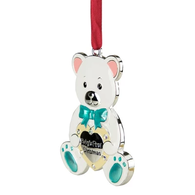 Northlight 3" Pastel Silver Plated Bear Baby's First Christmas Ornament With European Crystals 4 Northlight 3" Pastel Silver Plated Bear Baby's First Christmas Ornament With European Crystals - Image 2