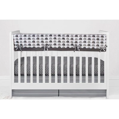 Bacati - Elephants White/Gray 10 Pc Crib Bedding Set With Long Rail Guard Cover 10 Bacati - Elephants White/Gray 10 Pc Crib Bedding Set With Long Rail Guard Cover - Image 8