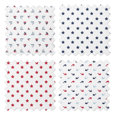 Bacati - Little Sailor Blue/Navy/Red Boys Muslin Swaddling Blankets Set Of 4 6 Bacati - Little Sailor Blue/Navy/Red Boys Muslin Swaddling Blankets Set Of 4 - Image 4