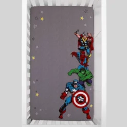 Marvel Comic Photo Op Fitted Crib Sheet - Gray