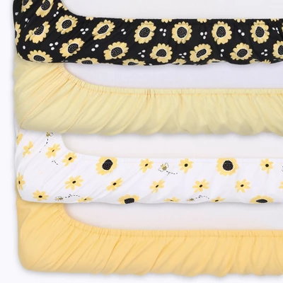 The Peanutshell Fitted Crib Sheets For Girls, Yellow And Black Sunflower - 4pk 11 The Peanutshell Fitted Crib Sheets For Girls, Yellow And Black Sunflower - 4pk - Image 9