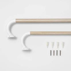 Front Page 34 Blackout Kids' Curtain Rod Natural Wood/White - Pillowfort™