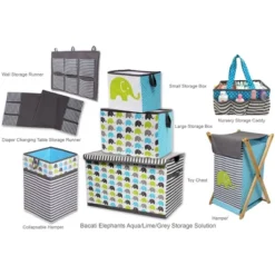 Bacati - Elephants Aqua/Lime/Gray Collapsible Laundry Hamper 10 Bacati - Elephants Aqua/Lime/Gray Collapsible Laundry Hamper -Baby Household Products GUEST 2e5b5eba 8107 4f61 8891 8396a8e3bde5