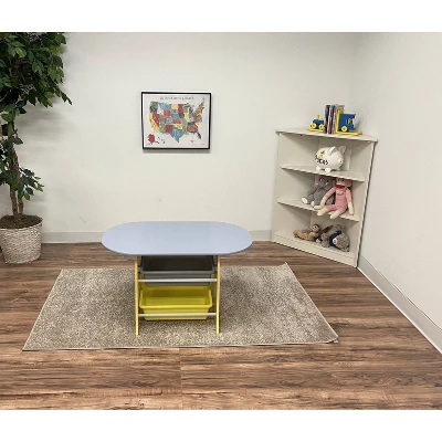Oval Table With 2 Chairs And Storage Bins Gray/Yellow - Gift Mark 4 Oval Table With 2 Chairs And Storage Bins Gray/Yellow - Gift Mark - Image 2