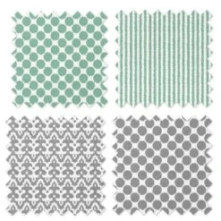 Bacati - Ikat Mint/Gray Dots/Stripes Swaddling Muslin Blankets Set Of 4 -Baby Household Products GUEST 383b7d60 e525 48f9 a5d4 dc1093966e5b