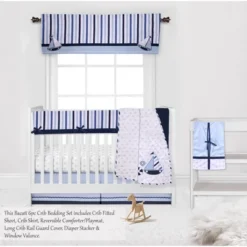 Bacati - Little Sailor Anchor Boat Blue Navy 6 Pc Crib Bedding Set With Long Rail Guard Cover -Baby Household Products GUEST 3e3540a5 4aaa 42b1 acf9 9b2be7330fc3