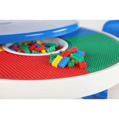 3pc Round Plastic Construction Table With 2 Chairs And Cover Blue/Red/White - Humble Crew 4 3pc Round Plastic Construction Table With 2 Chairs And Cover Blue/Red/White - Humble Crew - Image 2