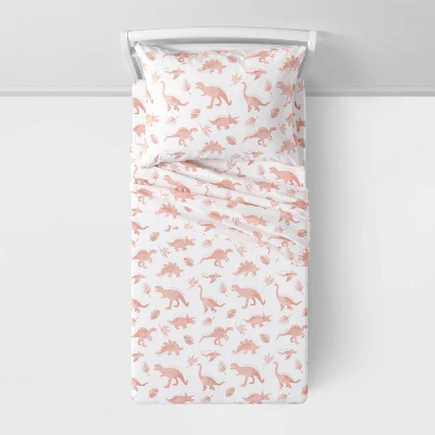 Dinosaur Cotton Kids' Sheet Set Pink - Pillowfort™ 3 Dinosaur Cotton Kids' Sheet Set Pink - Pillowfort™
