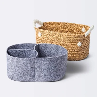 Braided Water Hyacinth With Tufted Embroidery Diaper Caddy Basket - Cloud Island™ 5 Braided Water Hyacinth With Tufted Embroidery Diaper Caddy Basket - Cloud Island™ - Image 3