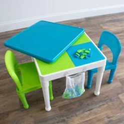 3pc Kids' 2 In 1 Square Activity Table With Chairs And 100pc Building Blocks White/Green/Blue - Humble Crew 13 3pc Kids' 2 In 1 Square Activity Table With Chairs And 100pc Building Blocks White/Green/Blue - Humble Crew -Baby Household Products GUEST 4df926e8 759c 4110 a3c6 f2de6103cb9b