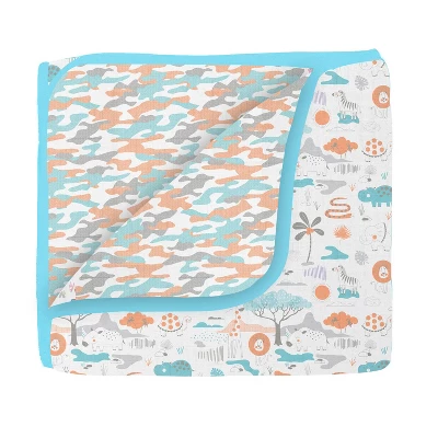 Bacati - Jungle Safari Boys Aqua/Orange Muslin 8 Pc Crib Bedding Set With 2 Swaddling Blankets 5 Bacati - Jungle Safari Boys Aqua/Orange Muslin 8 Pc Crib Bedding Set With 2 Swaddling Blankets - Image 3