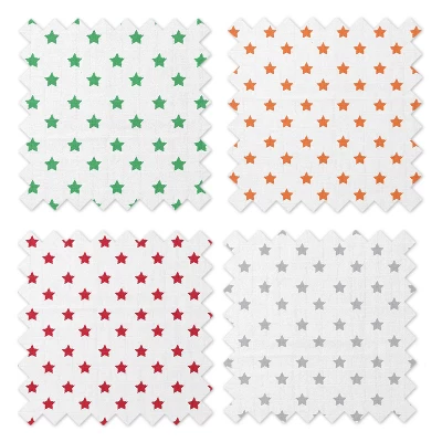 Bacati - Stars Neutral Swaddling Muslin Blankets Of 4 (Green,Orange,Red,Gray) 6 Bacati - Stars Neutral Swaddling Muslin Blankets Of 4 (Green,Orange,Red,Gray) - Image 4