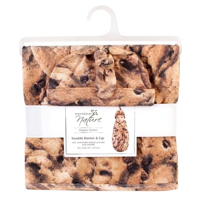 Touched By Nature Unisex Baby Organic Cotton Swaddle Blanket And Cap, Cookie, 0-6 Months 3 Touched By Nature Unisex Baby Organic Cotton Swaddle Blanket And Cap, Cookie, 0-6 Months