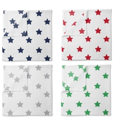 Bacati - Stars Boys Swaddling Muslin Blankets Of 4 (Navy,Green, Red,Gray) 3 Bacati - Stars Boys Swaddling Muslin Blankets Of 4 (Navy,Green, Red,Gray)
