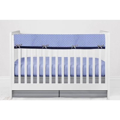 Bacati - Elephants Blue/Navy/Gray 6 Pc Crib Bedding Set With Long Rail Guard Cover 8 Bacati - Elephants Blue/Navy/Gray 6 Pc Crib Bedding Set With Long Rail Guard Cover - Image 6