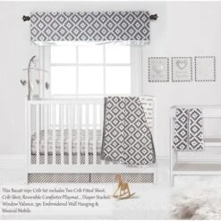 Bacati - Love Design/Print Gray/Silver 10 Pc Crib Bedding Set With 2 Crib Fitted Sheets -Baby Household Products GUEST 5860a8a7 4323 415c 8d4d 52675f788e40