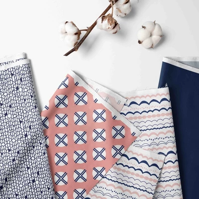 Bacati - Olivia Coral Navy 4 Pc Toddler Bedding Set 3 Bacati - Olivia Coral Navy 4 Pc Toddler Bedding Set