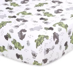 The Peanutshell Fitted Crib Sheets - Green And Gray Dinosaur - 2pk