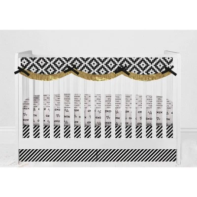 Bacati - Love Aztec Print Black Gold 10 Pc Crib Bedding Set With Long Rail Guard Cover 8 Bacati - Love Aztec Print Black Gold 10 Pc Crib Bedding Set With Long Rail Guard Cover - Image 6