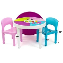 3pc Kids' 2 In 1 Round Activity Table With Chairs - Humble Crew -Baby Household Products GUEST 5b7a9ad8 e51f 4e15 b7c3 a9a1eafae3e8