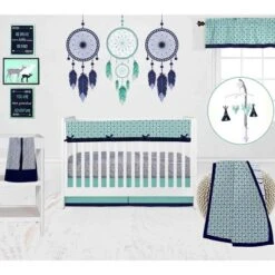 Bacati - Grid Navy Crib/Toddler Bed Skirt -Baby Household Products GUEST 5eaf5adb d235 4bc1 b3f4 ad073ba642c2