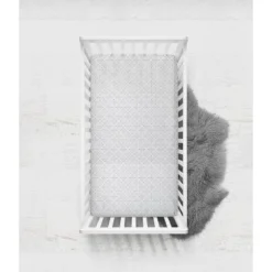 Bacati - Love Gray Muslin 100 Percent Cotton Universal Baby US Standard Crib Or Toddler Bed Fitted Sheet -Baby Household Products GUEST 6280ed19 c86a 480a 98e8 8fd19b3abcc9