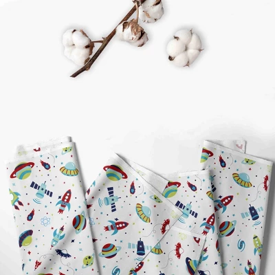 Bacati - Airspace Aqua Navy Green Red 3 Pc Toddler Bed Sheet Set 4 Bacati - Airspace Aqua Navy Green Red 3 Pc Toddler Bed Sheet Set - Image 2