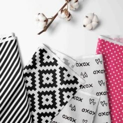 Bacati - Love Black Fuschia 4 Pc Crib Bedding Set With Diaper Caddy