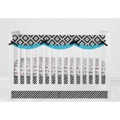 Bacati - Love Aztec Print Black Turquoise 10 Pc Crib Bedding Set With Long Rail Guard Cover 20 Bacati - Love Aztec Print Black Turquoise 10 Pc Crib Bedding Set With Long Rail Guard Cover -Baby Household Products GUEST 6f048676 2ce6 4bba b2b0 a8b809971af1
