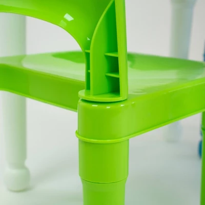 3pc Kids' 2 In 1 Square Activity Table With Chairs And 100pc Building Blocks White/Green/Blue - Humble Crew 4 3pc Kids' 2 In 1 Square Activity Table With Chairs And 100pc Building Blocks White/Green/Blue - Humble Crew - Image 2