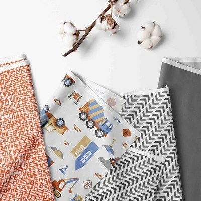 Bacati - Construction Yellow Orange Blue Gray 10 Pc Crib Bedding Set With Long Rail Guard Cover 3 Bacati - Construction Yellow Orange Blue Gray 10 Pc Crib Bedding Set With Long Rail Guard Cover