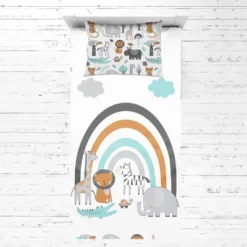 Bacati - Jungle Safari Animals Aqua/Orange/Gray 5 Pc Cotton Toddler Bedding Set 16 Bacati - Jungle Safari Animals Aqua/Orange/Gray 5 Pc Cotton Toddler Bedding Set -Baby Household Products GUEST 768badb2 100b 425e ac0d df60f585e741