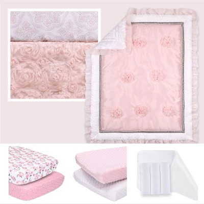 The Peanutshell Arianna Crib Bedding Set, Pink Floral, 4pc To 12 Pc, For Girls 11 The Peanutshell Arianna Crib Bedding Set, Pink Floral, 4pc To 12 Pc, For Girls - Image 9