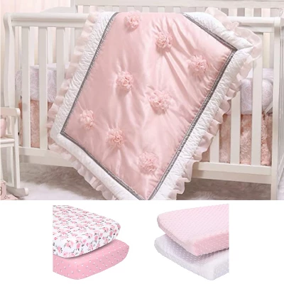 The Peanutshell Arianna Crib Bedding Set, Pink Floral, 4pc To 12 Pc, For Girls 9 The Peanutshell Arianna Crib Bedding Set, Pink Floral, 4pc To 12 Pc, For Girls - Image 7