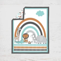 Bacati - Jungle Safari Aqua Orange Gray 4 Pc Cotton Crib Bedding Set With Diaper Caddy 10 Bacati - Jungle Safari Aqua Orange Gray 4 Pc Cotton Crib Bedding Set With Diaper Caddy -Baby Household Products GUEST 7fb81933 7f2a 4162 b3d5 1fcc2fb4a60c