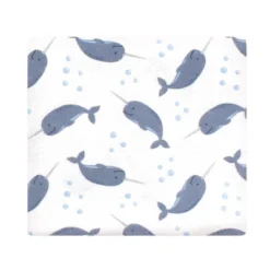 Hudson Baby Infant Boy Cotton Flannel Receiving Blankets Bundle, Narwhal, One Size
