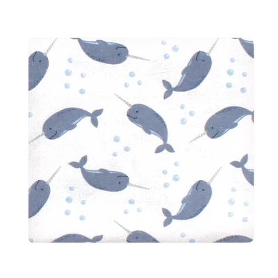 Hudson Baby Infant Boy Cotton Flannel Receiving Blankets Bundle, Narwhal, One Size 3 Hudson Baby Infant Boy Cotton Flannel Receiving Blankets Bundle, Narwhal, One Size