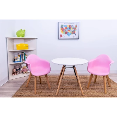 3pc Modern Kids' Table And Chair Set With Beech Legs Pink - Gift Mark 3 3pc Modern Kids' Table And Chair Set With Beech Legs Pink - Gift Mark