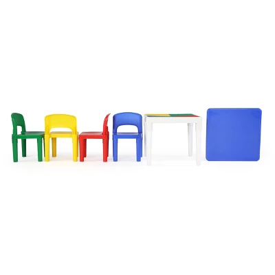 5pc 2 In 1 Square Plastic Activity Table And Chair Set - Humble Crew 4 5pc 2 In 1 Square Plastic Activity Table And Chair Set - Humble Crew - Image 2